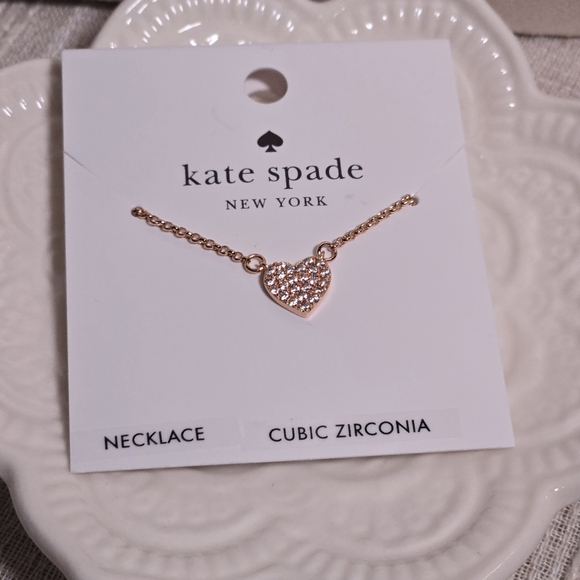 Kate Spade Yours Truly Rose Gold CZ Mini Heart Necklace NWT - Picture 4 of 4